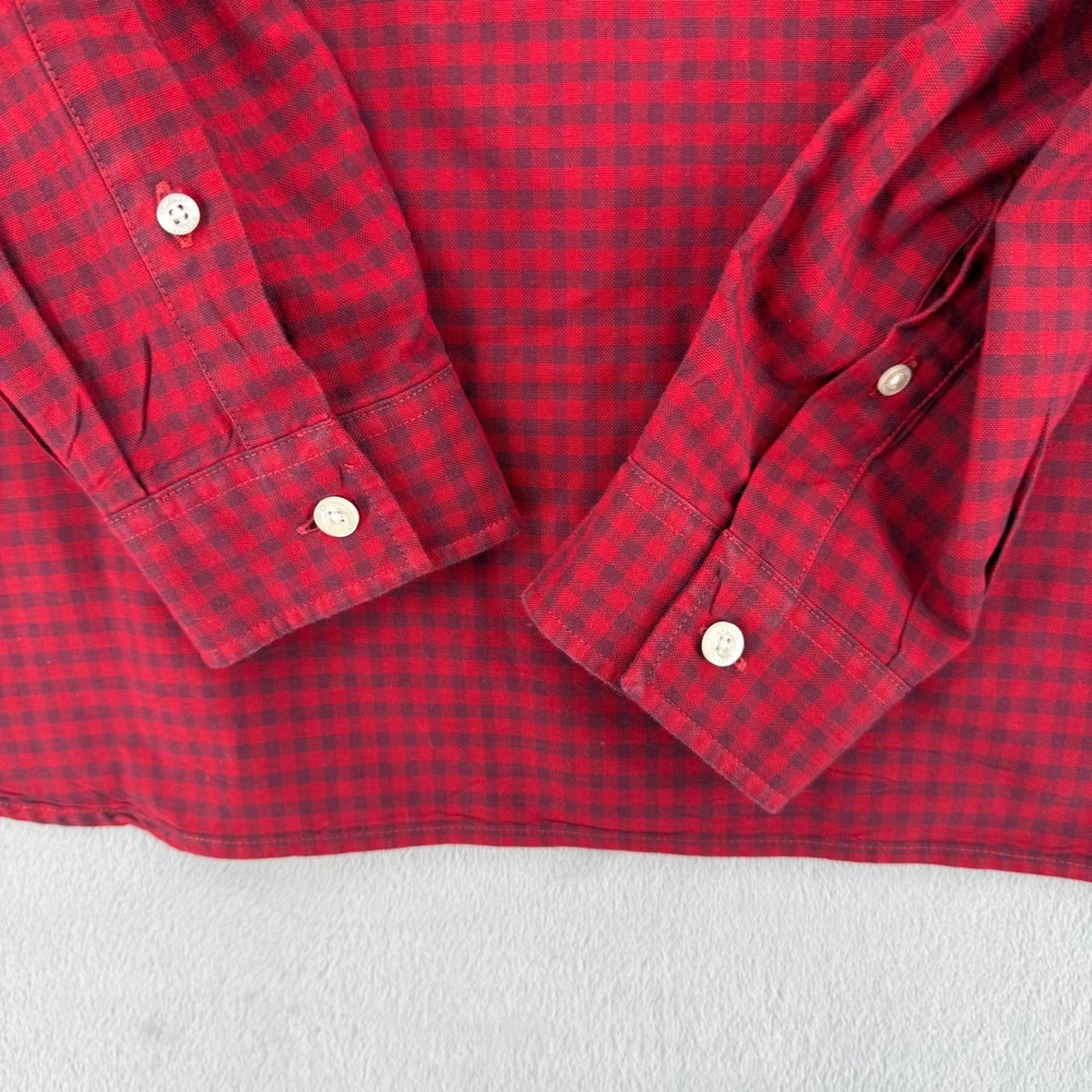 Lacoste Mens Large Regular Fit Gingham Button Down Shirt Red Navy Blue Preppy - Picture 11 of 13
